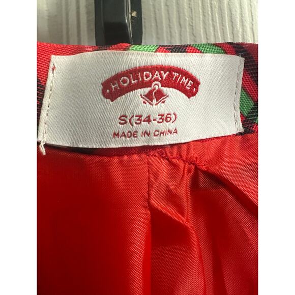 Ugly Christmas Sport Coat Jacket Blazer Bows Plaid Black Red Men's Small (34-36) - Picture 6 of 9